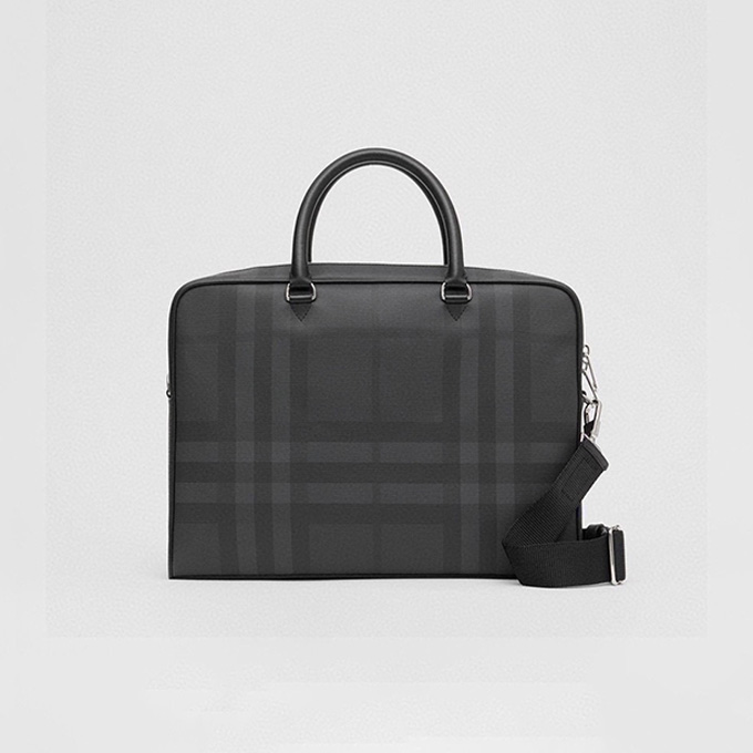 burberry london smoky check coated canvas calf leather trim business briefcase